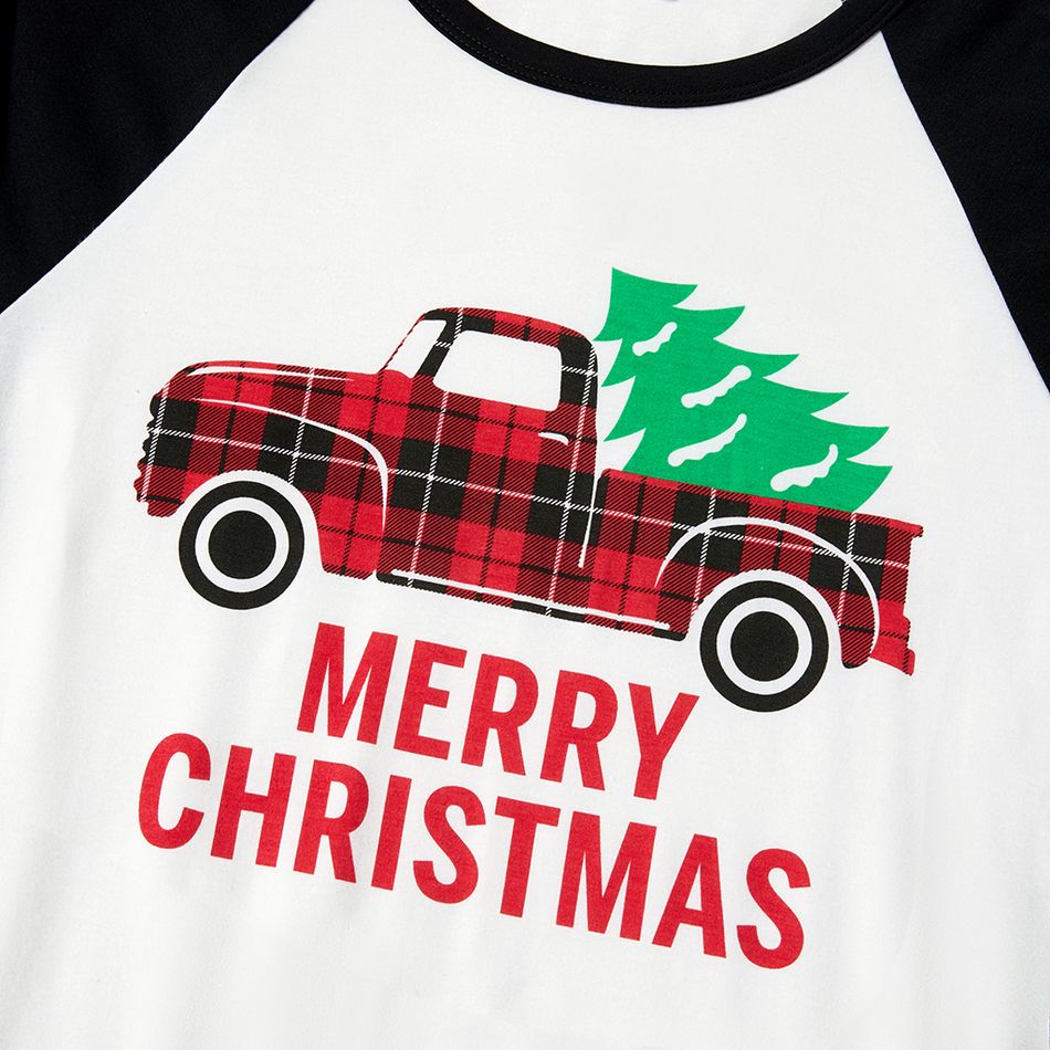 Family Matching Plaid Truck Carrying Christmas Tree Pajamas Sets (Flame Resistant) Multi-color big image 5