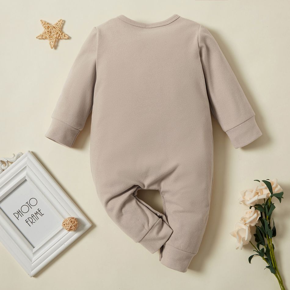 Multi Color Solid Long-sleeve Baby Jumpsuit Khaki