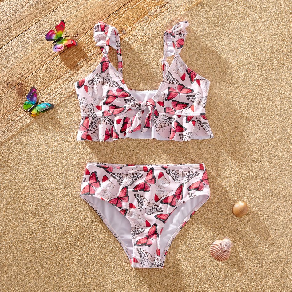 Pretty Kid Girl Animal Colorful Butterfly Swimsuit Pink big image 1
