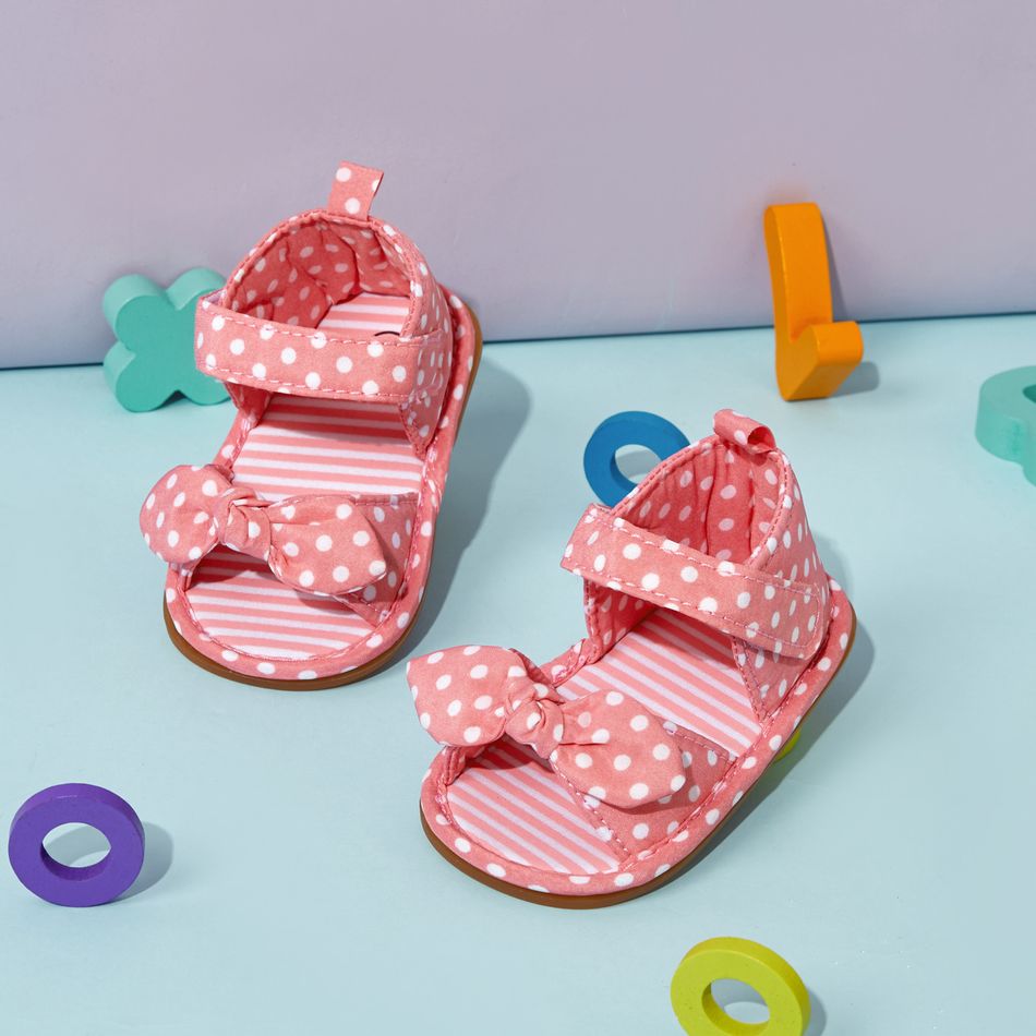 Baby / Toddler Polka Dots Bowknot Velcro Closure Sandals Pink