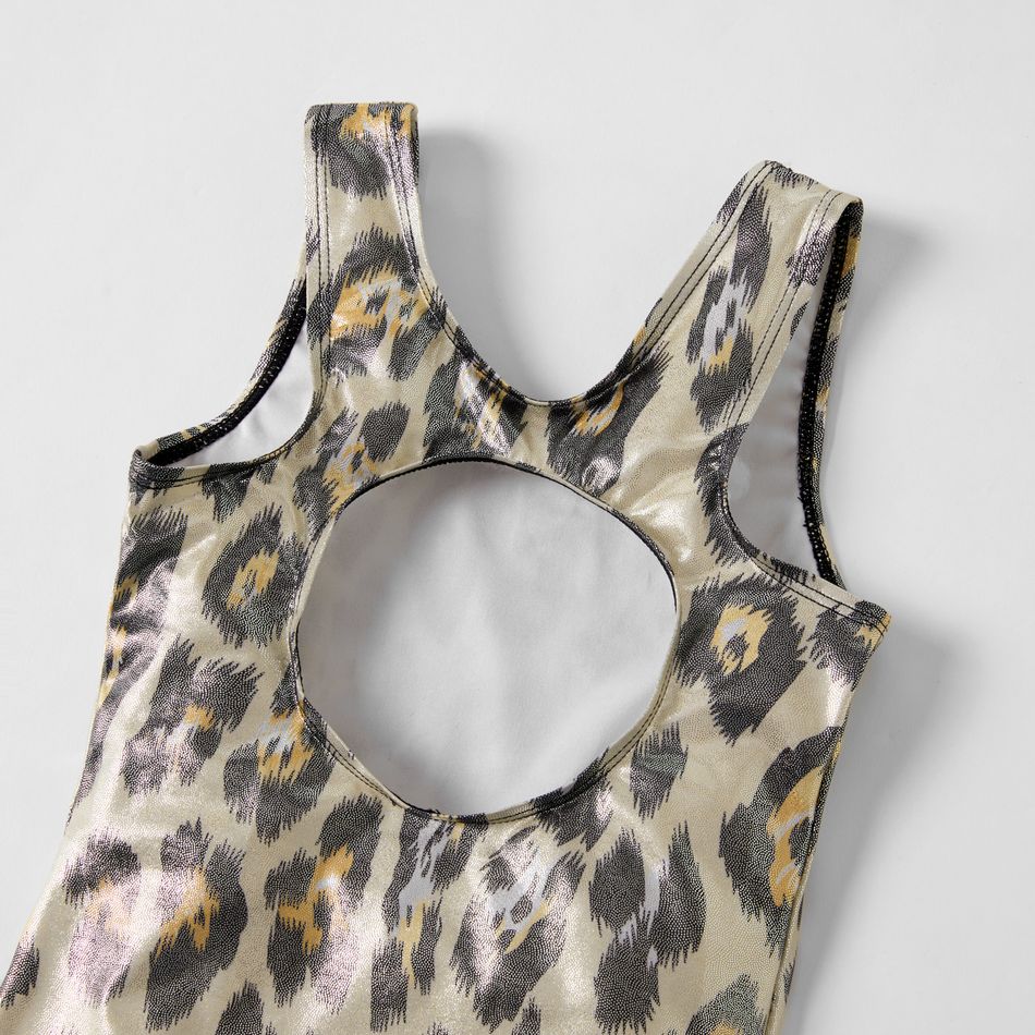 One-piece Leopard Dance-wear Dress for Girls Brown big image 4