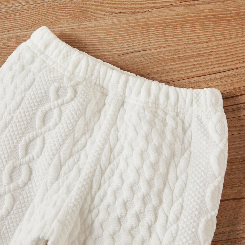 2pcs Baby Boy/Girl Solid Long-sleeve Imitation Knitting Set White big image 6