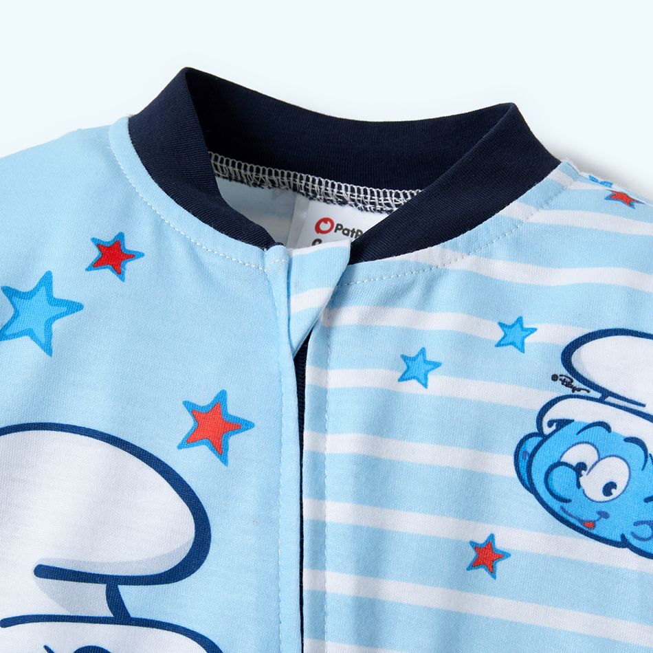 Smurfs Smurfy Stripe Cotton Zip Front One Piece Color block big image 4