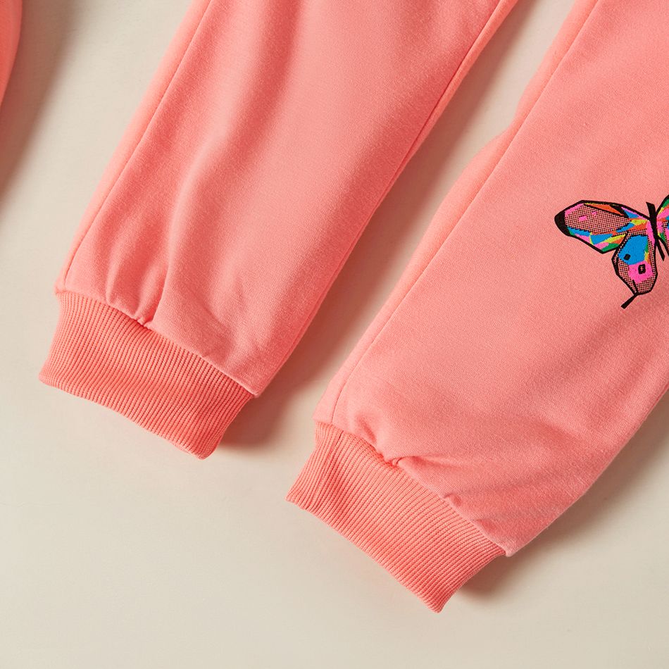 2-piece Kid Girl Butterfly Print Sweatshirt and Pants (3 Colors Available) Pink big image 3
