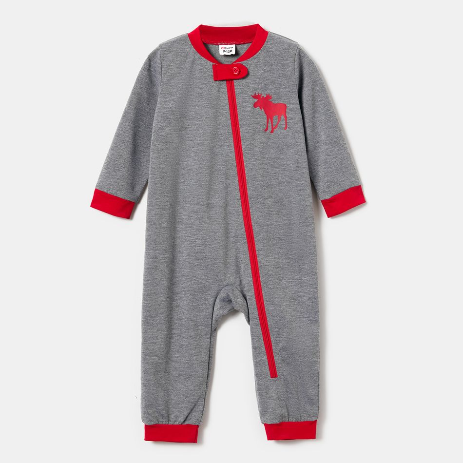 Family Matching Reindeer Christmas Onesies Pajamas Sets(Flame Resistant) Grey big image 5
