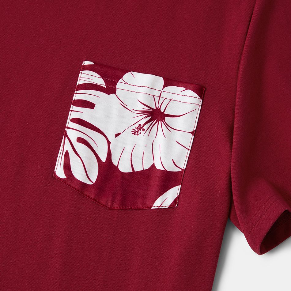 Mosaic Floral Print Family Matching Claret-red Sets Red big image 9