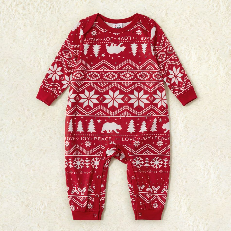 Traditional Christmas Print Family Matching Pajamas Sets（Flame resistant） Red big image 7