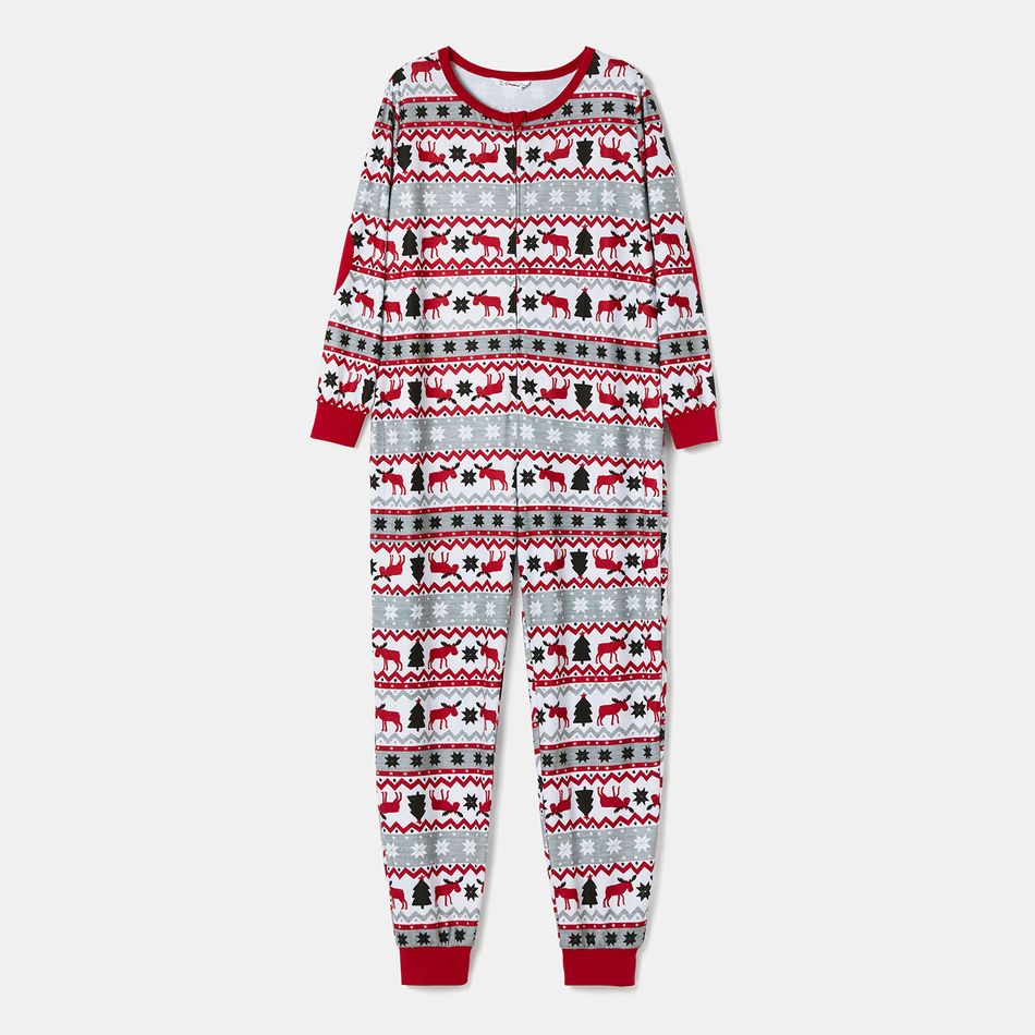 Mosaic DON'T MOOSE WITH ME Family Matching Christmas Pajamas Onesies+Hat（Flame resistant） Red big image 10