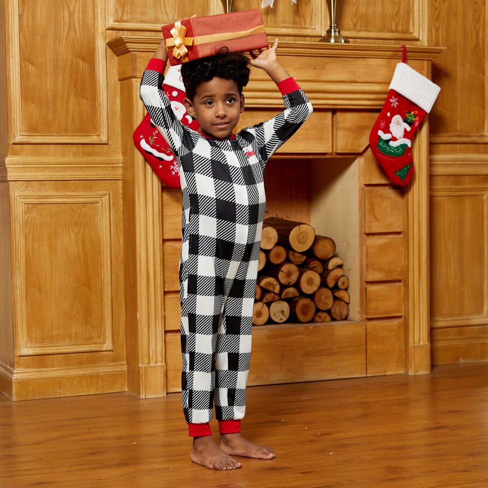 Family Matching Plaid Christmas Onesies Pajamas（Flame resistant） Color block big image 8