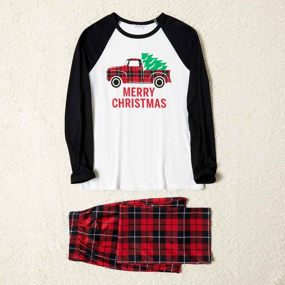 Family Matching Plaid Truck Carrying Christmas Tree Pajamas Sets (Flame Resistant) Multi-color big image 2
