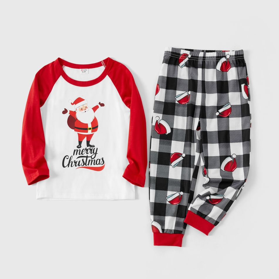 Christmas and Santa Pattern Print Raglan Long-sleeve Family Matching Sets(Flame asistant ) Red/White big image 4
