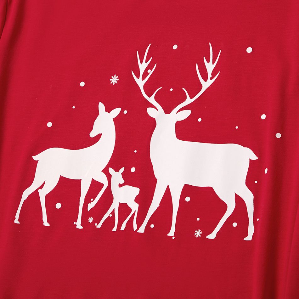 Christmas Family Reindeer Print Matching Pajamas Sets (Flame Resistant) Red big image 6