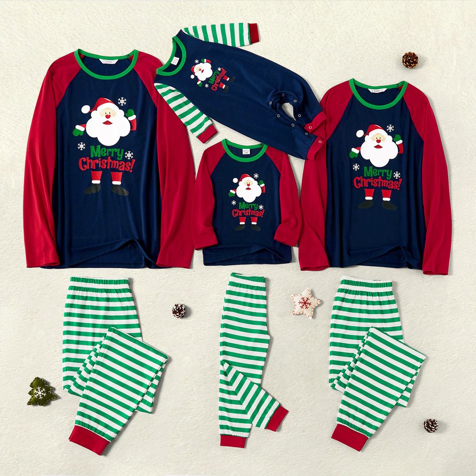 Family Matching Santa Print Striped Christmas Pajamas Sets (Flame Resistant) Multi-color