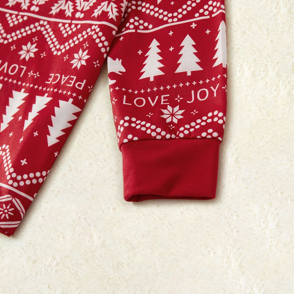 Traditional Christmas Print Family Matching Pajamas Sets（Flame resistant） Red big image 9