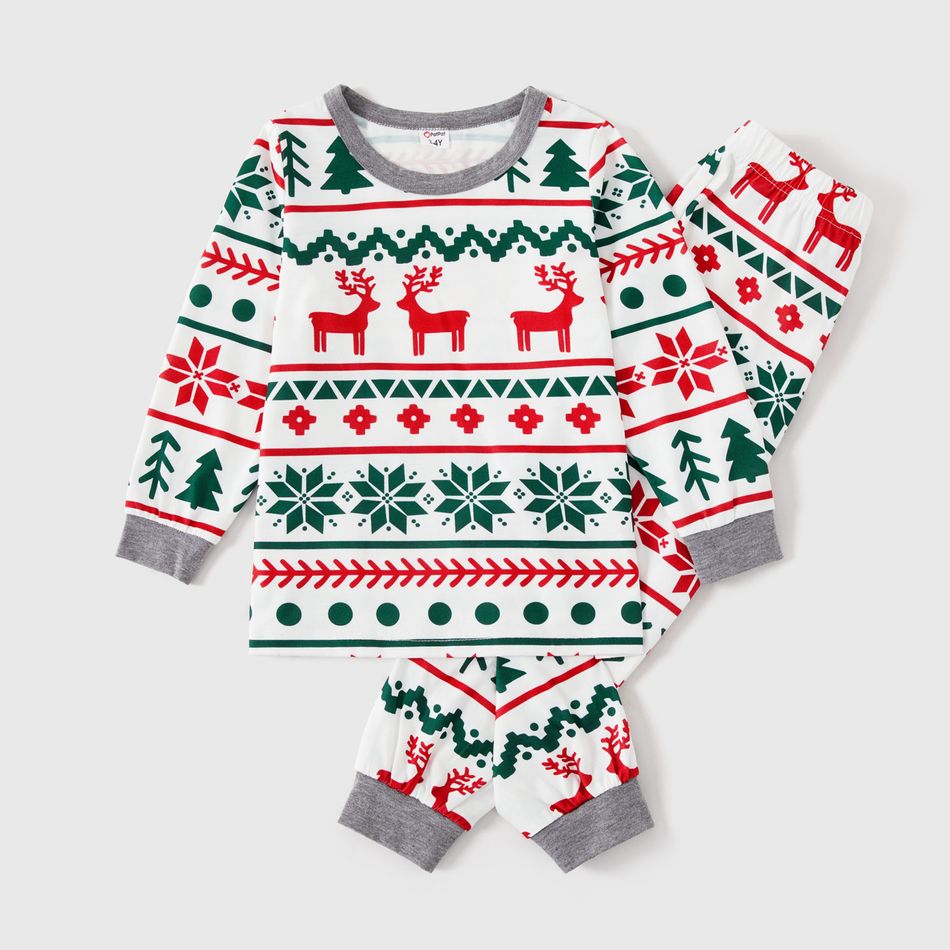 Allover Christmas Print Long-sleeve Family Matching Pajamas Set(Flame Resistant) Multi-color big image 8