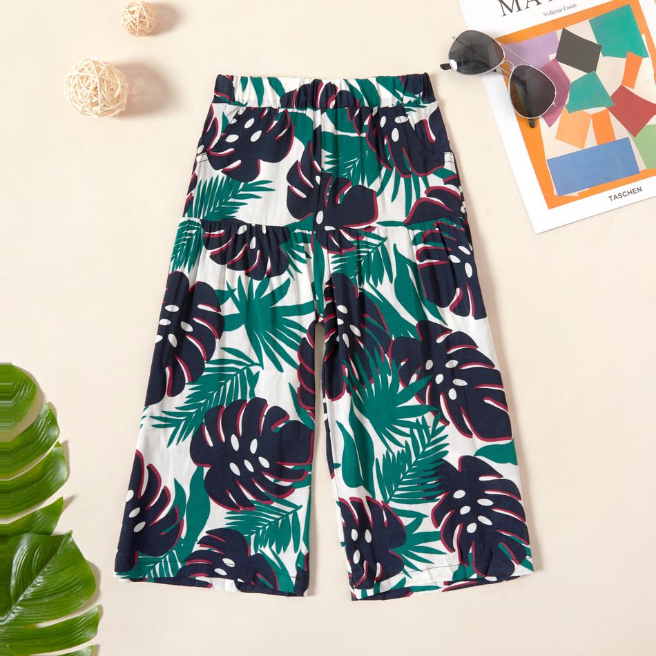 1 pc menina miúdo de algodão casuais florais calças largas casuais calças / sweatpants / harem pants Verde Escuro big image 1