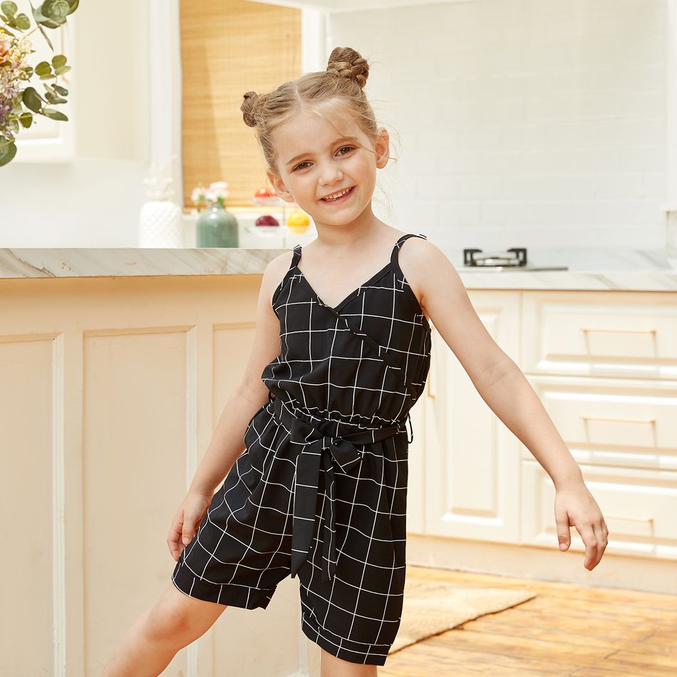 Baby / Toddler Girl Strappy Plaid Casual Onesies Black
