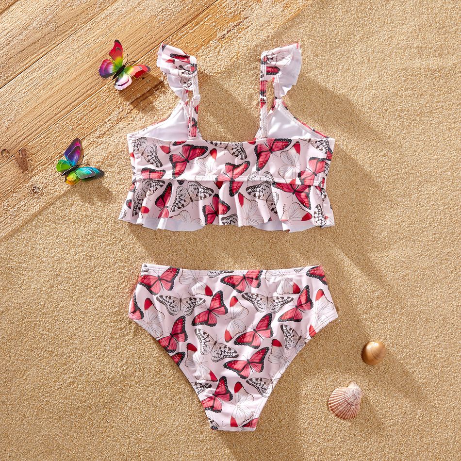 Pretty Kid Girl Animal Colorful Butterfly Swimsuit Pink
