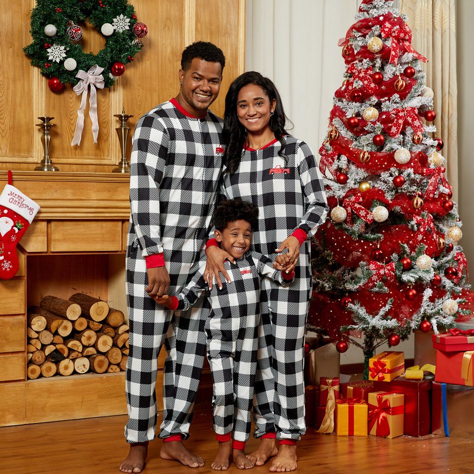 Family Matching Plaid Christmas Onesies Pajamas（Flame resistant） Color block big image 4