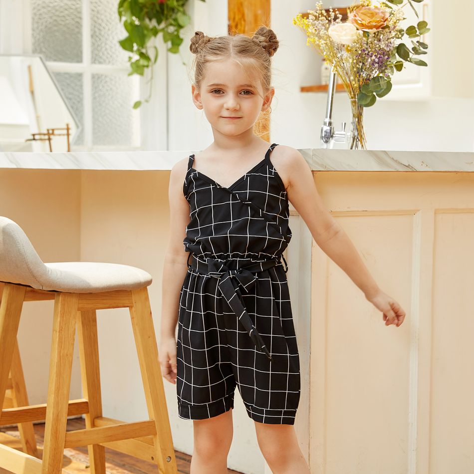 Baby / Toddler Girl Strappy Plaid Casual Onesies Black big image 8