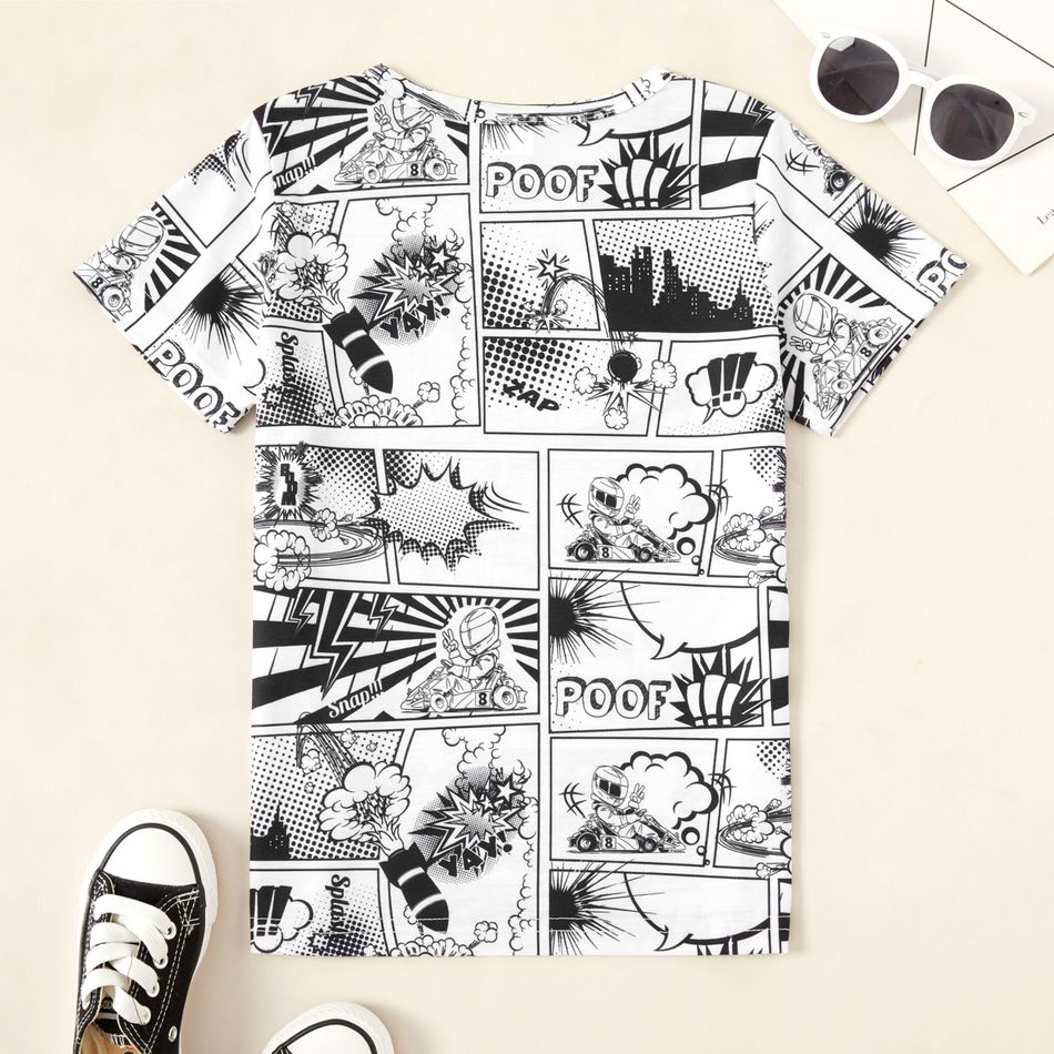 Criança Menino Graffiti desenhado à mão Manga curta T-shirts Branco big image 3