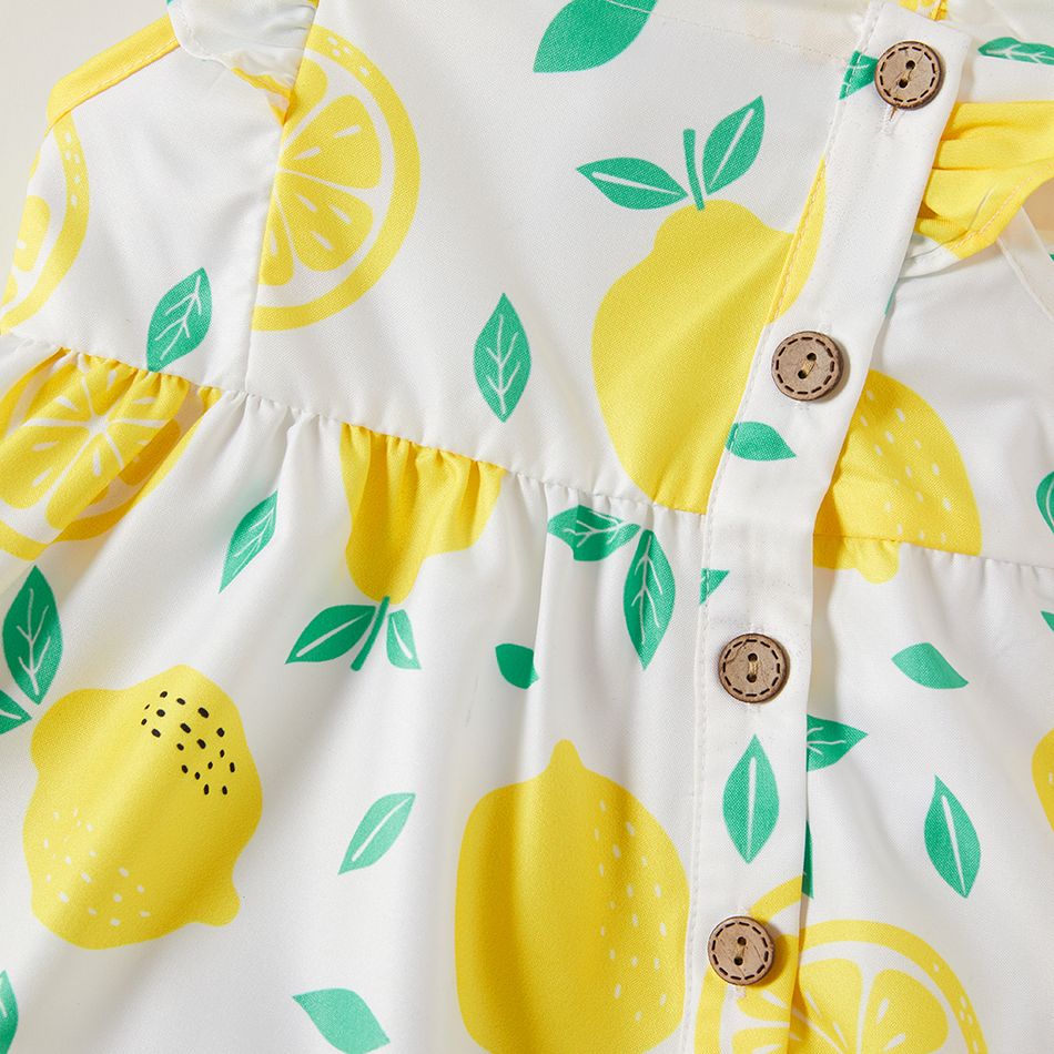 1pc Baby Girl Plaid&Lemon&Fruit Sweet Dress White big image 4