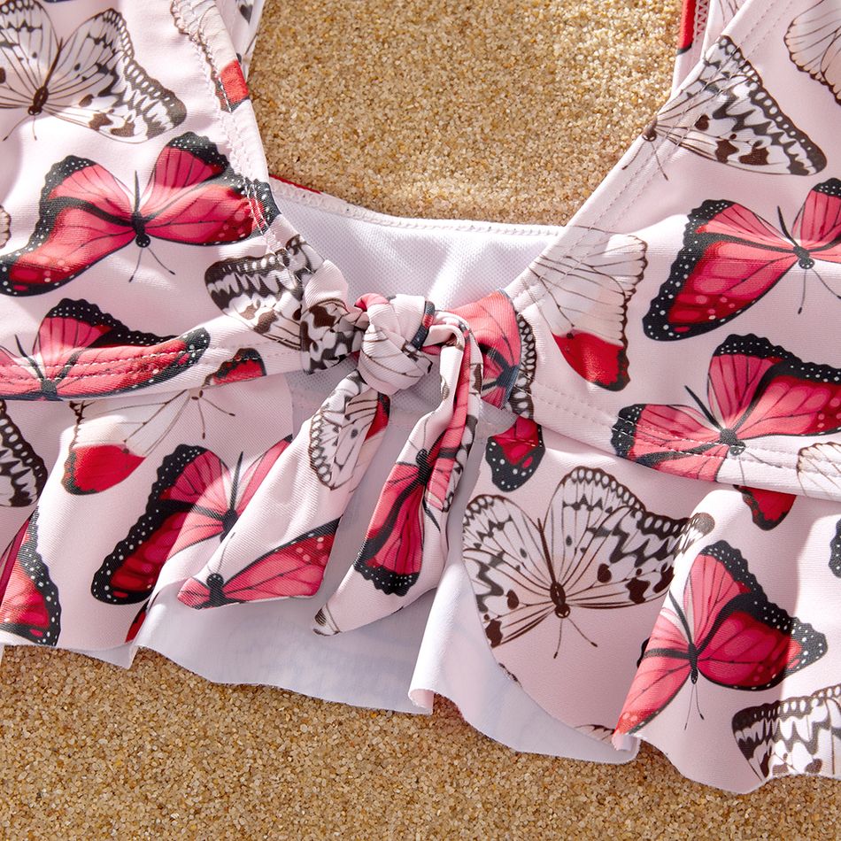 Pretty Kid Girl Animal Colorful Butterfly Swimsuit Pink big image 3