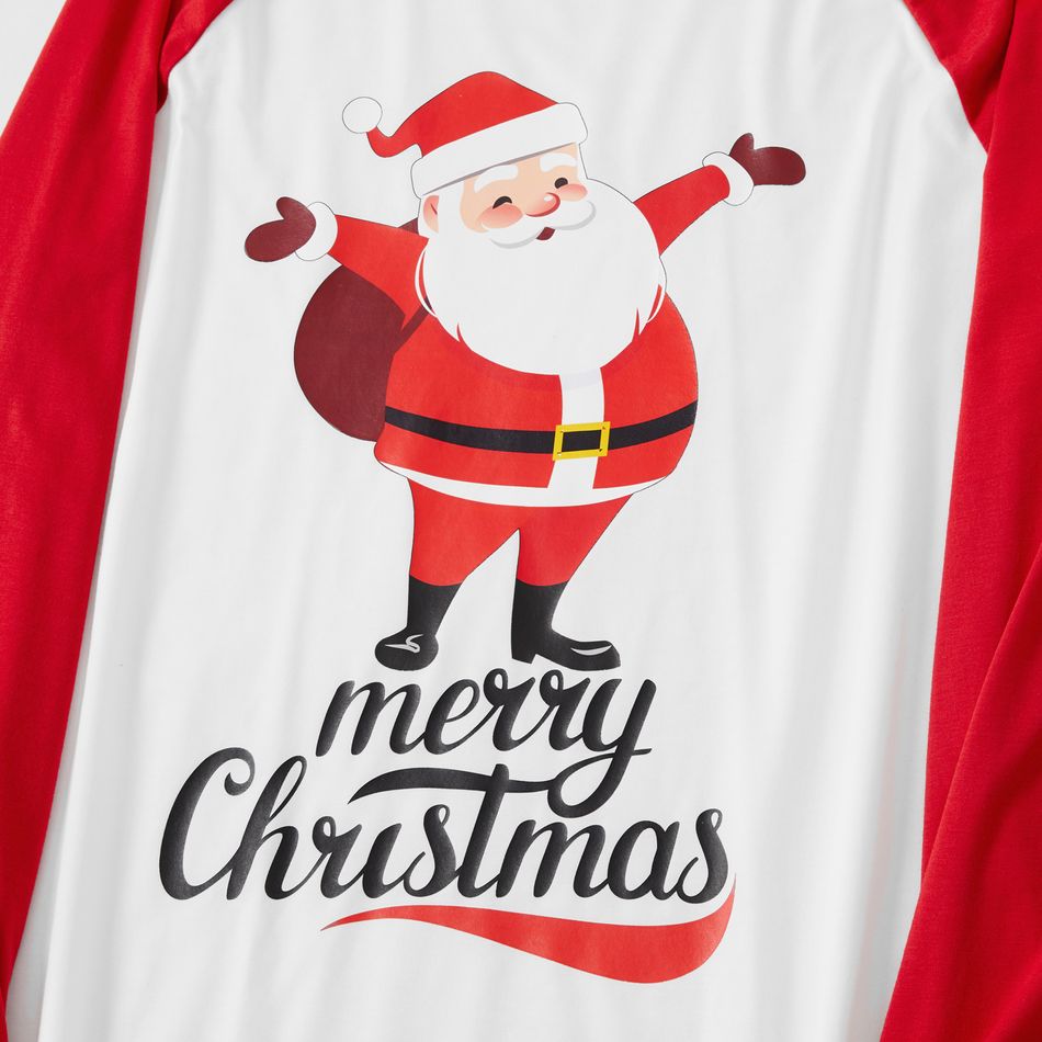 Christmas and Santa Pattern Print Raglan Long-sleeve Family Matching Sets(Flame asistant ) Red/White big image 6
