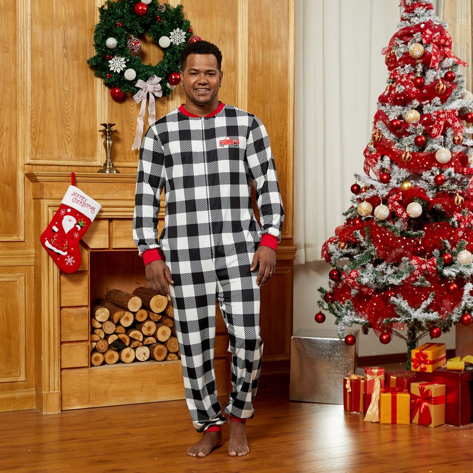 Family Matching Plaid Christmas Onesies Pajamas(Flame resistant) Color block big image 5