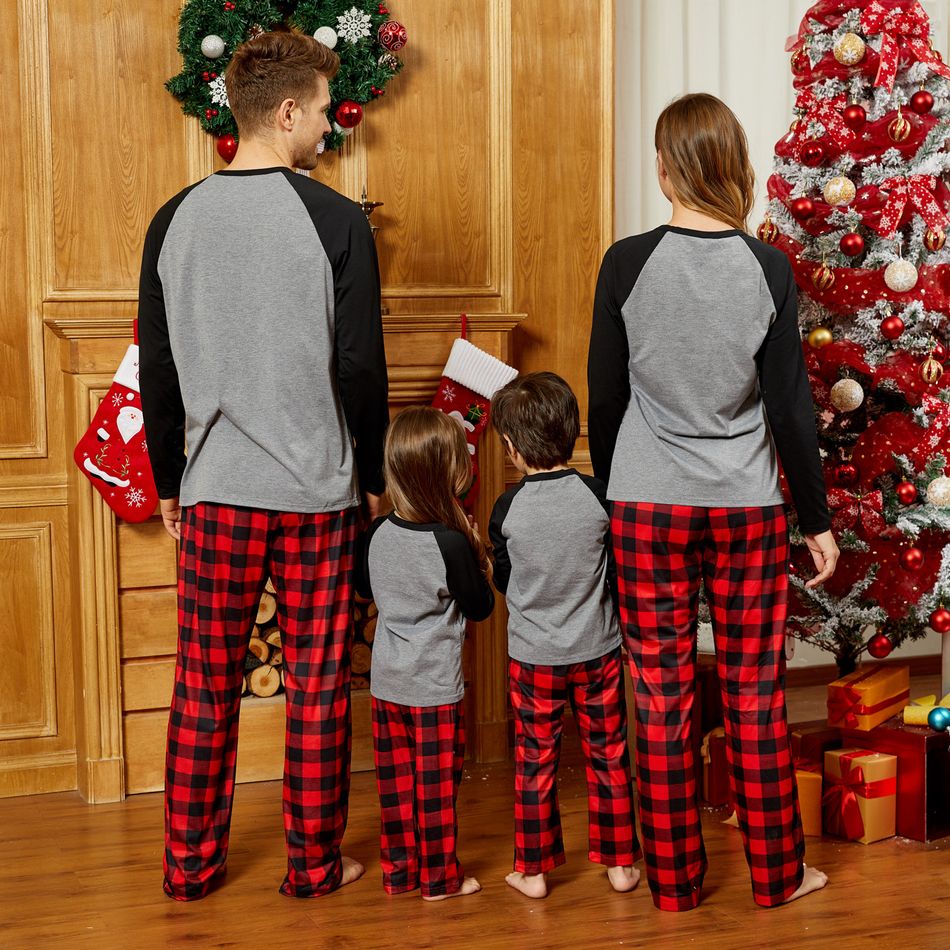 Mosaic Family Matching Reindeer Christmas Pajamas Set（Flame resistant） Color block big image 3