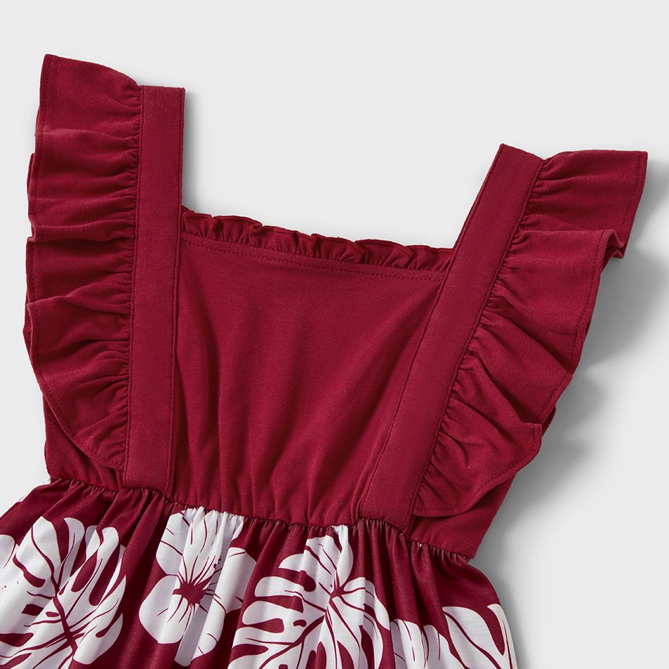 Mosaic Floral Print Family Matching Claret-red Sets Red big image 4
