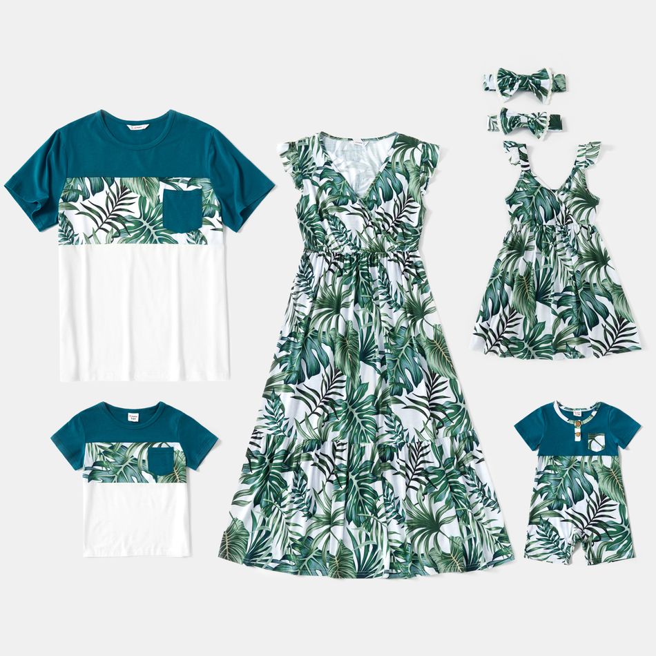 Mosaic Leaves Print Family Matching Sets Green