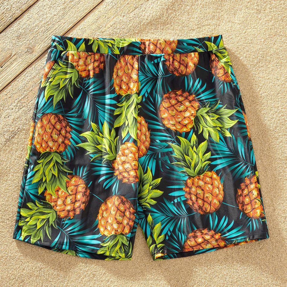 Pineapple Fruit Series Family Matching Swimsuits（One-piece V-neck Swimsuits for Mom and Girl ; Swim Trunks for Dad and Boy ） Yellow big image 7