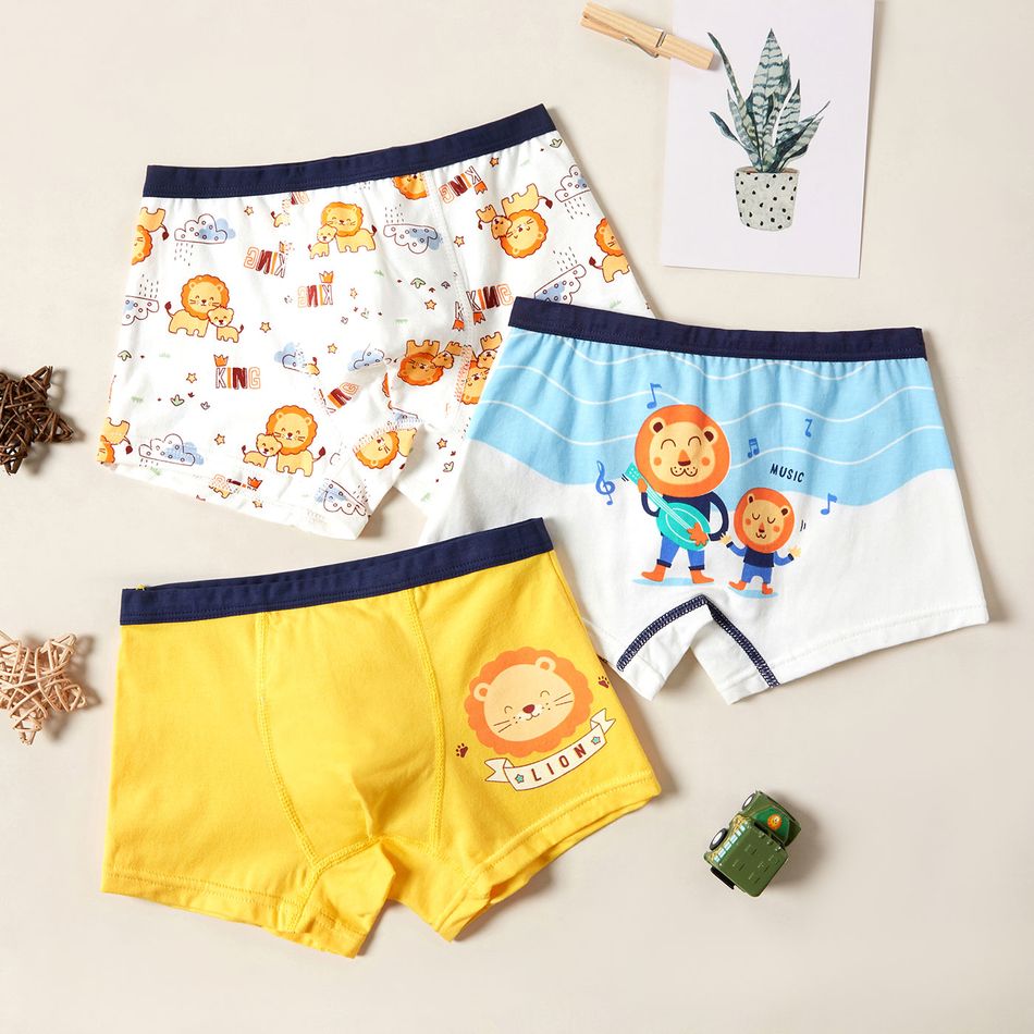 Kid Boy 100% Cotton Lion Letter Print Underwear Multi-color