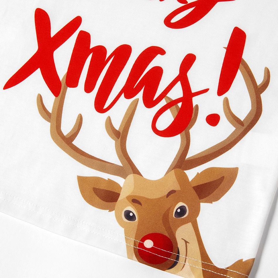Mosaic Christmas Merry Xmas and Reindeer Print Plaid Family Matching Pajamas Sets (Flame Resistant) Red big image 5