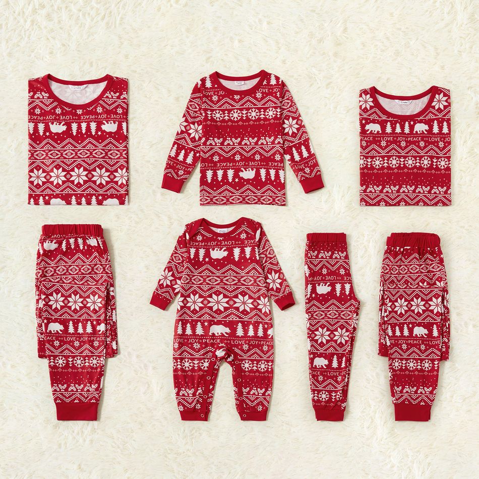 Traditional Christmas Print Family Matching Pajamas Sets（Flame resistant） Red big image 2