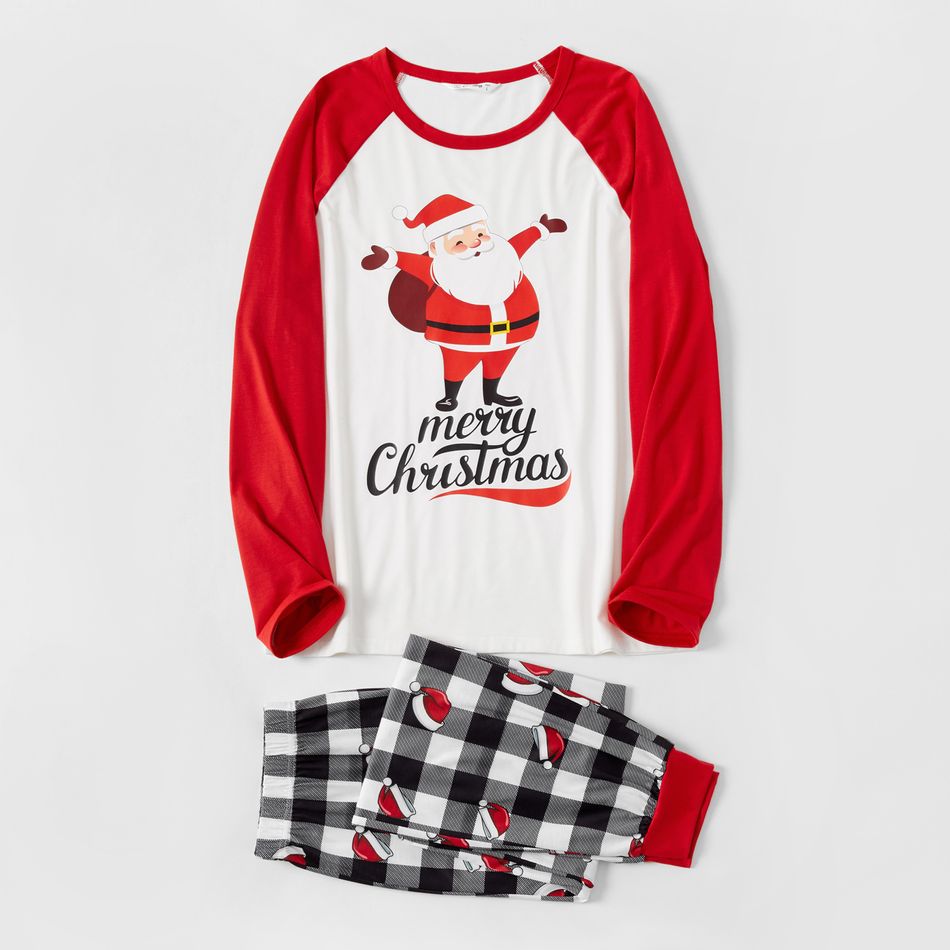Christmas and Santa Pattern Print Raglan Long-sleeve Family Matching Sets(Flame asistant ) Red/White big image 3