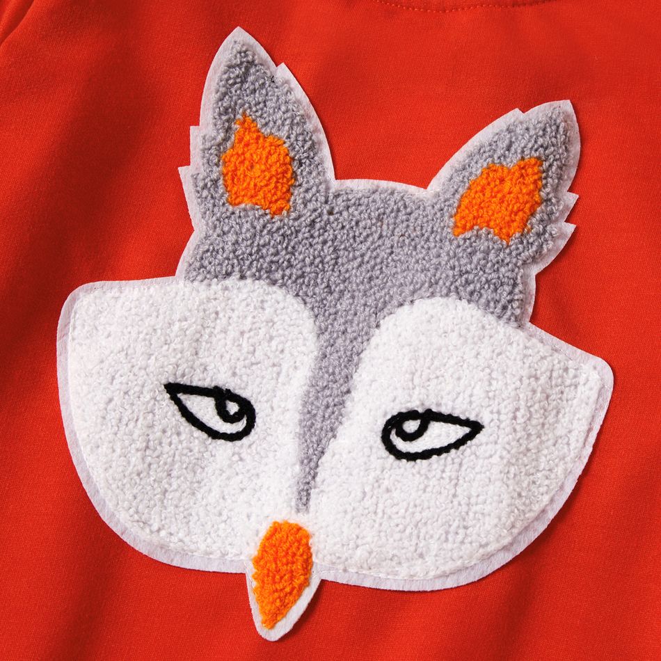 2-piece Kid Girl Cute Fox Applique Long-sleeve Top and Leggings Set Orange big image 5