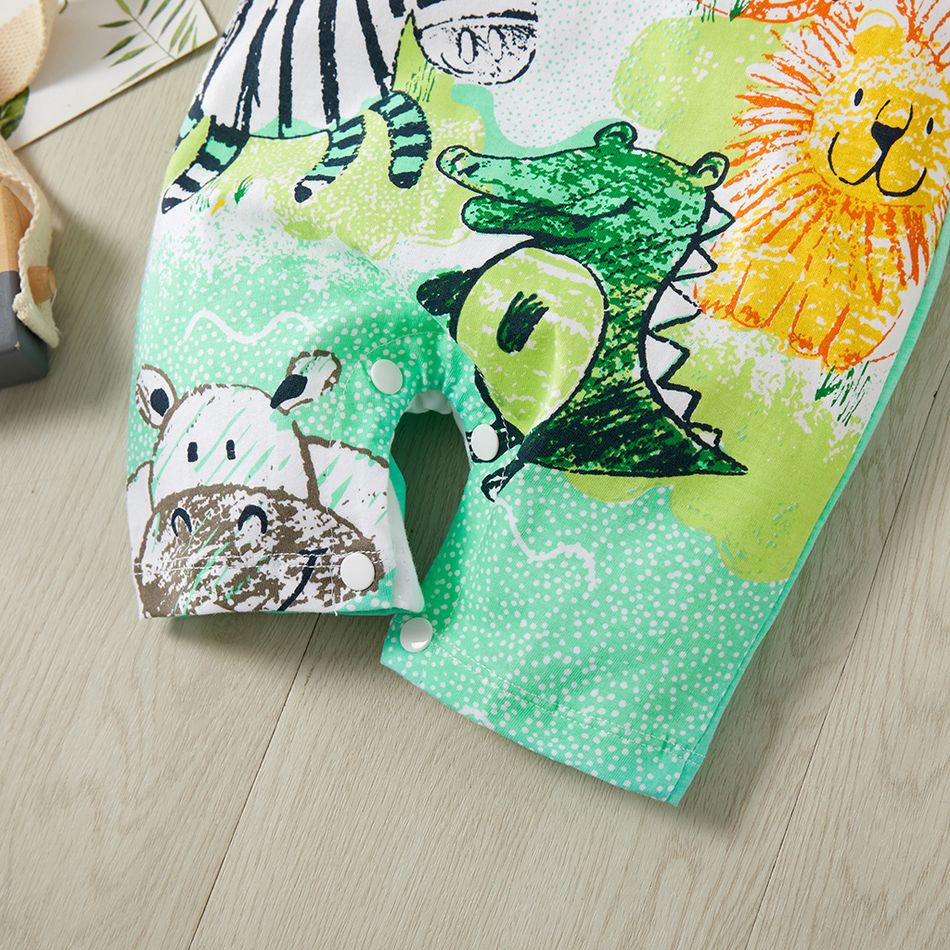 100% Cotton Animal Print Short-sleeve Baby Romper Multi-color big image 3