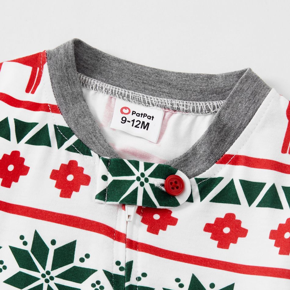 Allover Christmas Print Long-sleeve Family Matching Pajamas Set(Flame Resistant) Multi-color big image 10