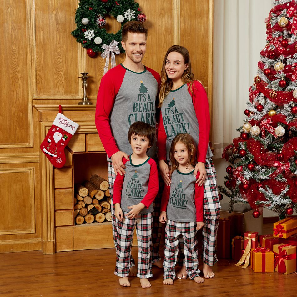 Mosaic Family Matching Beaut Clark Christmas Pajamas Set(Flame Resistant) Grey