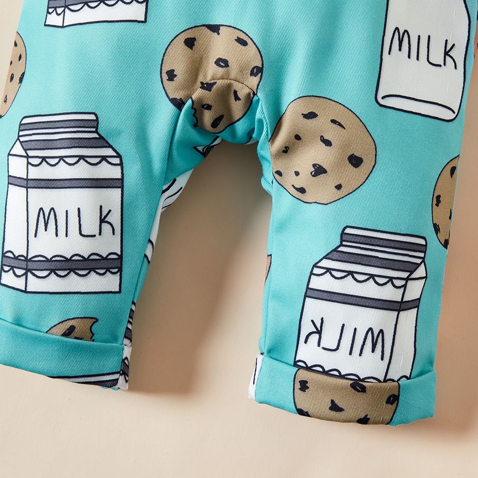 1pc Baby Boy & Girl Cookie Milk Print Pants Overalls Blue big image 3