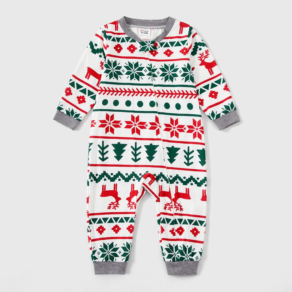 Allover Christmas Print Long-sleeve Family Matching Pajamas Set(Flame Resistant) Multi-color big image 9