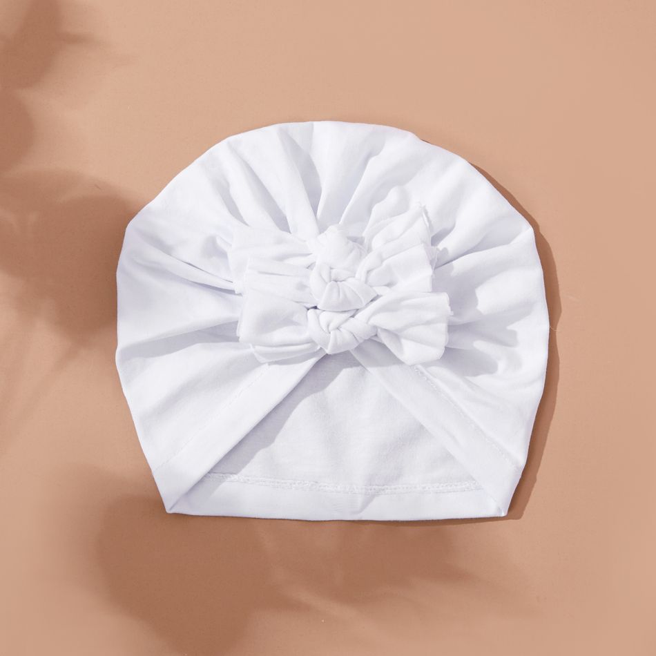 Baby / Toddler Solid Bowknot Hat White big image 2