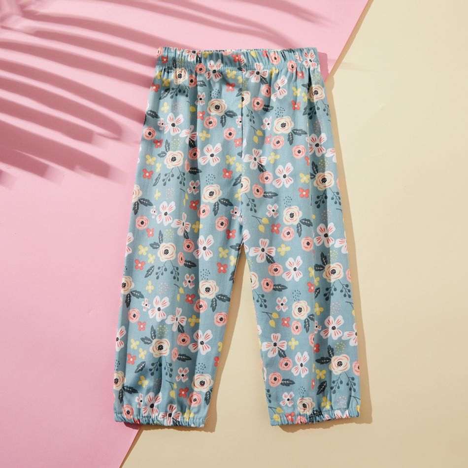 100% Cotton 3pcs Retro Floral Print Baby Pants Multi-color big image 4