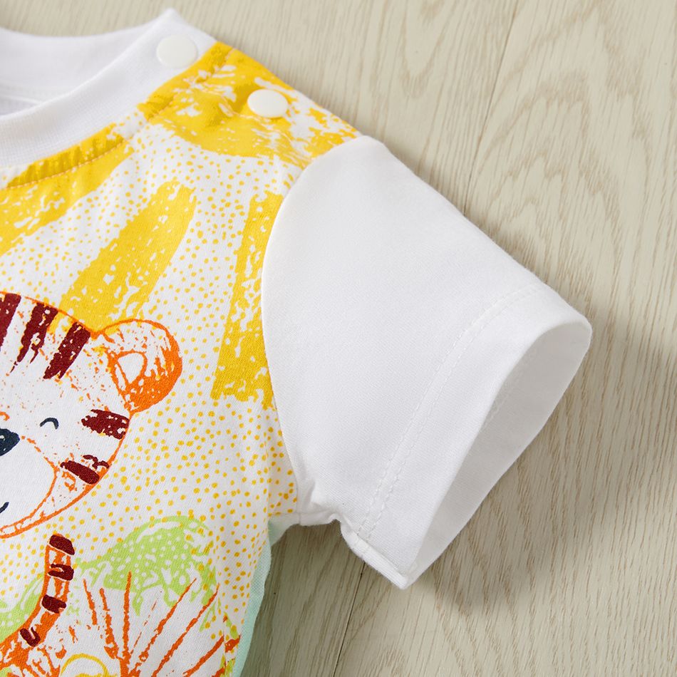 100% Cotton Animal Print Short-sleeve Baby Romper Multi-color big image 5