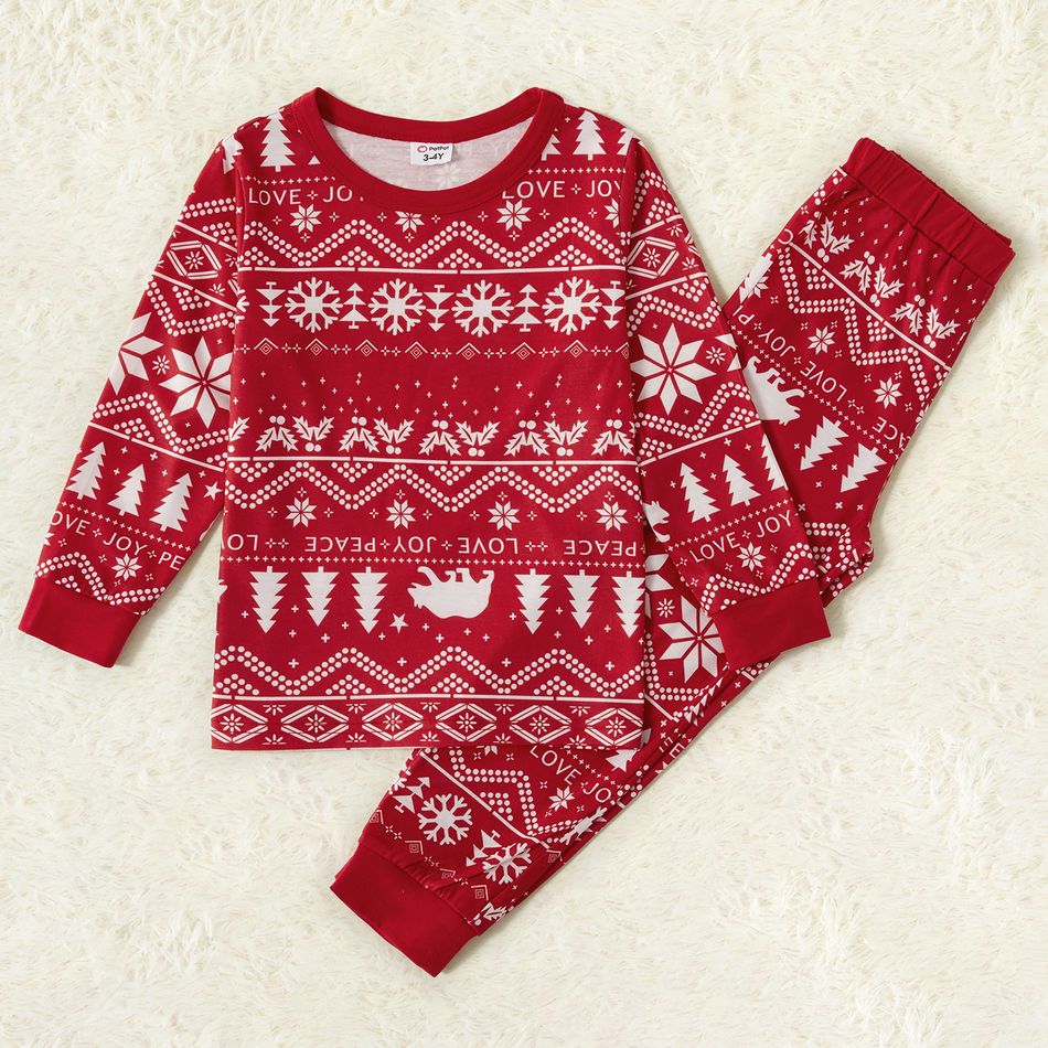 Traditional Christmas Print Family Matching Pajamas Sets（Flame resistant） Red big image 6