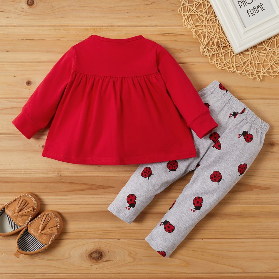 2 unidades Bebé Mulher Muitos tipos de animais Bonito Conjunto para bebé Vermelho big image 2