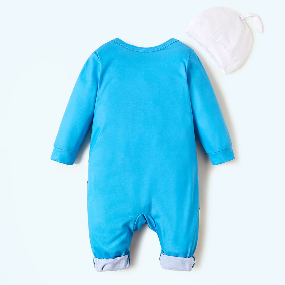 Smurfs 2-piece Baby Boy Big Graphic Baby Jumpsuit and Hat Blue big image 2