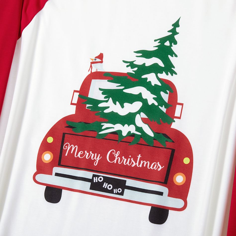 Family Matching Red Car Carrying Christmas Tree Pajamas Sets (Flame resistant) Red/White big image 7